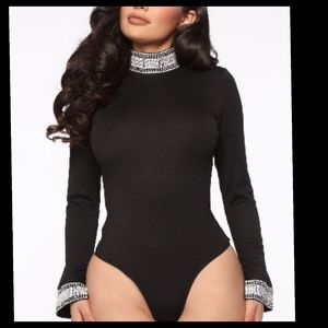 Rhinestone detail black bodysuit